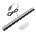 Aokin Wii用USBセンサーバー 交換用 USB有線赤外線センサーバー Nintendo Wii、Wii U用 クリアスタンド付き シルバー/ブラック