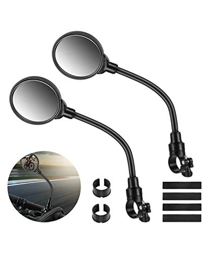 harukita 自転車バックミラー サイクルバックミラー リアビューミラー ハンドルバーミラー 凸面鏡 調節でき フレキシブル バーエンドミラー 左右兼用 広...