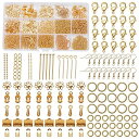PandaHall Elite アクセサリーパーツ 15種 1200点 基礎パーツセット 金具パーツ 留め金具 マルカン カニカン カシメ ピアスフック 9ピン...
