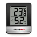 ThermoProサーモプロ 湿度計 温度計 温湿度計デジタル 湿度計室内 大画面 見やすい 顔マーク 壁掛け 卓上スタンド マグネット ブラックTP-49