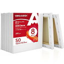 AUREUO 張りキャンバス セット S0 (18cmX18cm) 中目 100%コットン 8枚 初心者 絵画用具 芸術絵創作 現代油絵 美術装飾 水彩画・油絵画・アクリル兼用
