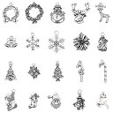SUNNYCLUE クリスマス 60個20種 チャーム サンタ クリスマスツリー 雪の結晶 ペンダント 花 樹 ツリー 雪だるま パーツ フラワー 靴下 鈴 雪 ピアス 花びら スイーツ 冬 おおじか イヤリング 雪花 鹿 ネックレス しか プレゼント ブレスレット