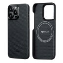 「PIT AKA」 iPhone 15 Pro 用 ケース 600Dアラミド繊維製 MagSafe対応 MagEZ Case 4 超極薄・超軽量 カーボン風 ワ...