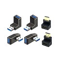 USB コネクタ 直角 アダプタ 右向き/左向き/上向き/下向き USB 3.0 アダプタ 4個セット &HDMI変換アダプタ 90度+270度 2個セット L...