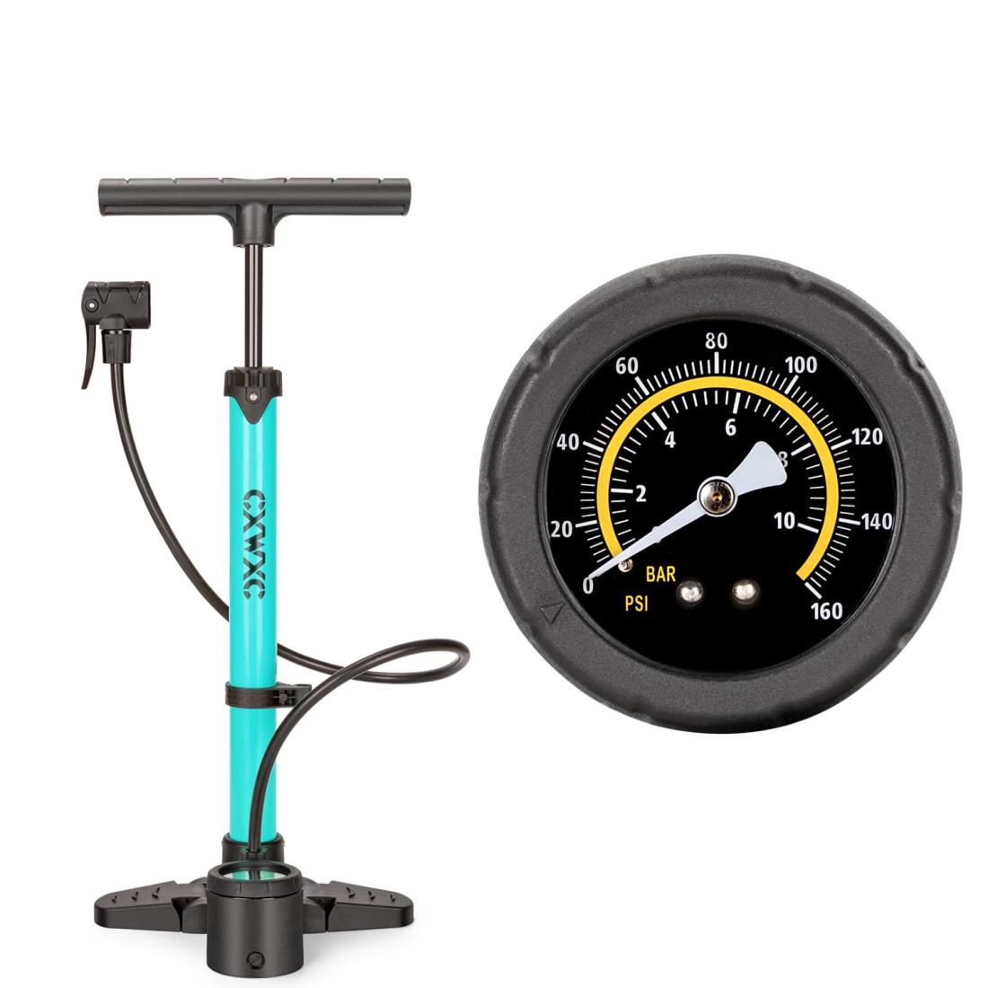 CXWXC 自転車 空気入れ 仏式/英式/米式 全バルブ対応 ゲージ付 160psi/ 1100kPa ロードバイク、クロスバイク、ママチャリなどの自転車対応 ...