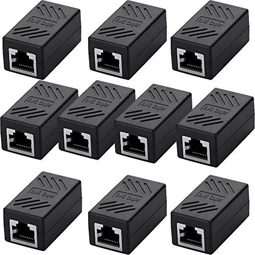 SIENOC RJ45 LANケーブル用中継コネクタ コンパクト ギガビット RJ45 延長 コネクタ プラグ CAT5/CAT6 メス-メス 5個入り ブラッ...