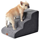 EHEYCIGA 犬階段 3段 グレー ペットステップ ドッグステップ ペット階段 犬用階段 滑り止め付き 洗える カバー取り外し(3段,グレー)