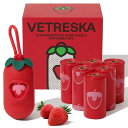 VETRESKA ベトレスカ ペット用 エチケット袋 うんちが臭わない袋 防臭袋 うんち処理袋 におわない袋 生分解性 苺の香りつき 取り出し容器と首、リードク...