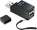 YFFSFDC USBハブ 3ポート USB3.0+USB2.0コンボハブ 超小型 軽量 高速携帯便利 (黒)