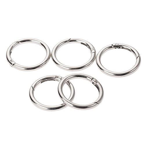 キーホルダー キーリング 丸型カラビナ 金具 丸カン バック用 留め金具 チャーム アクセサリーパーツ 手芸用 DIY 丸型スプリング 開閉式丸カン シルバー 5個入り