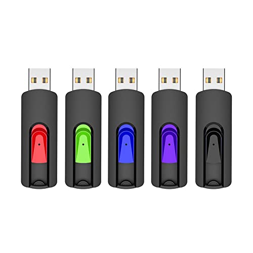 USBメモリ 64GB 5個セット USB 2.0 フラッシュメモリ伸縮式 64ギガバイト サムドライブ ースティック ペンドライブ 5色（黒 紫 青 緑 赤）
