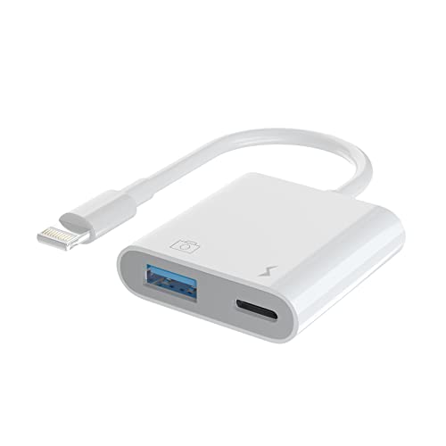 iPhone USBカメラアダプタ【USB3.0 MFi認証製品】Lightning USB 変換アダプタiPhone 変換アダプタ 高速伝送 双方向 写真転送 ビデオ/音..