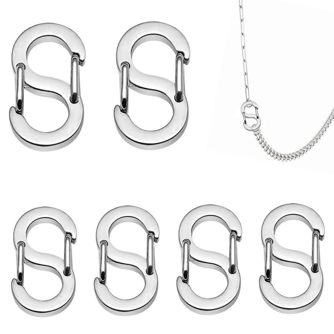 接続バ クル フックネックレス 留め具 ネックレス 金具 ステンレス製S字フック装飾アクセサリー 【6個入り】のサイズがあります ネックレスの装飾や取り付け、キ...
