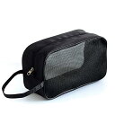 速乾/あみ ジャムバッグ お風呂/シャワーバッグ 温泉バッグ スパバッグ 岩盤浴用バッグ キャンプ 旅行 海水浴用具入れ 収納功能 水漏れ (ブラック-B)