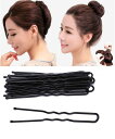 shefun ヘアピン Uピン 40本 玉付き 段付き ユーピン 細 5cm 6cm 7cm お団子 髪ピン 黒 ゴールド ネジピンJP157 (【A1】40本...