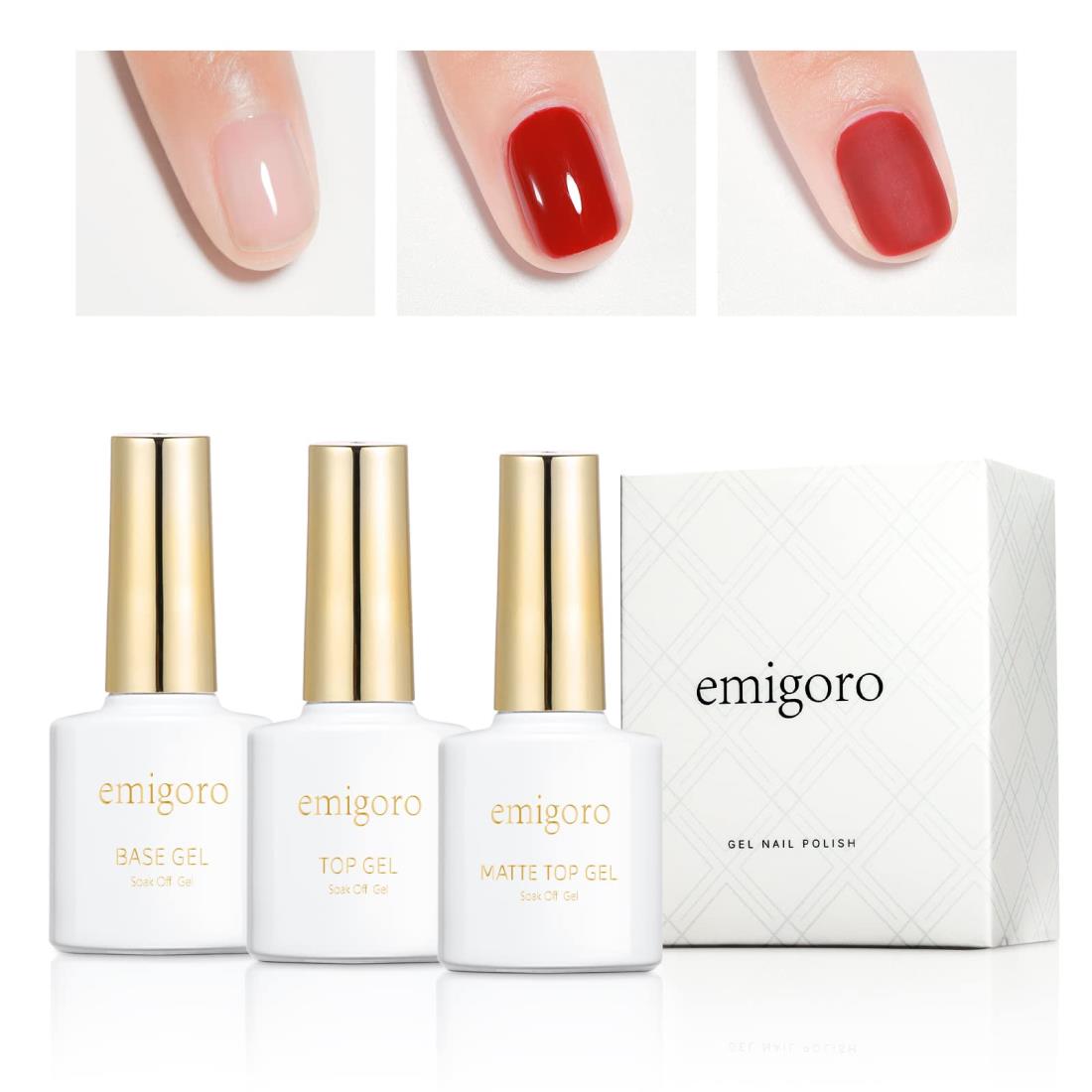 emigoro ジェルネイル トップコート ベースコート マットコート セット ノンワイプマット 拭き取り不要 ノンワイプジェル マット 10ml/本 UV・L...