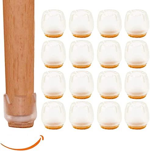 椅子脚カバー チュアーソックス 椅子あしキャップ シリコン クリアー 透明色 騒音 きず防止 滑り止め レフィル付き 丸脚 角脚兼用 16個セット(直径26-3...