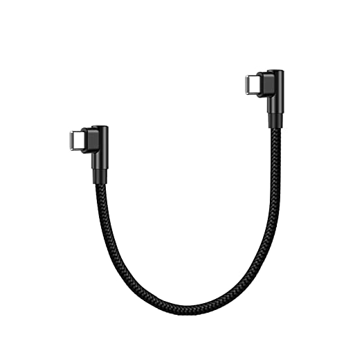 USB-C ＆ USB-C ケーブル L字型 (0.5m ブラック) (1本セット) 【 60W/3A 急速充電 /USB2.0規格/ PD対応】高耐久ナイロン Type C (USB C..