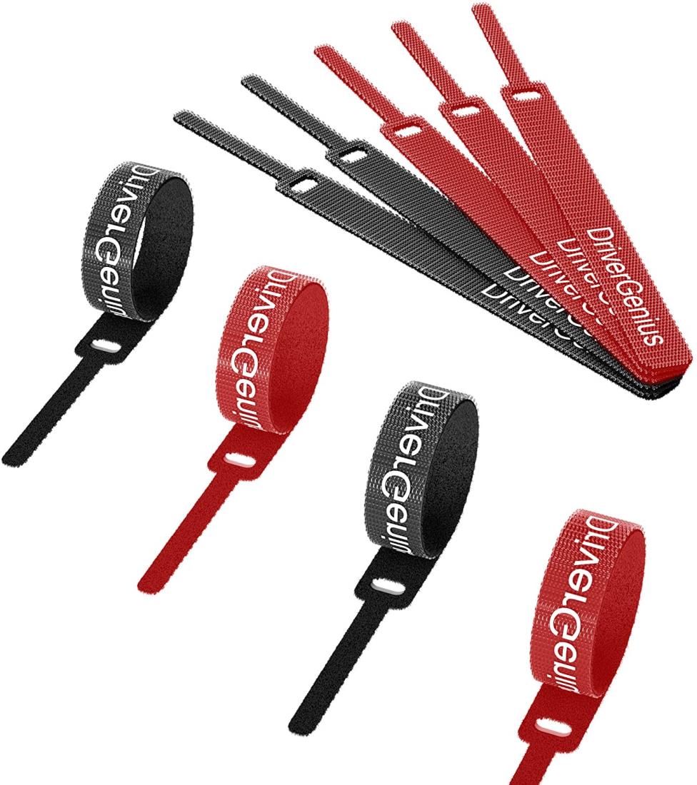 DriverGeniusケーブルバンド、ケーブルタイ ケーブル結束 収納バンド マジックテープ 配線収納/整理 まとめタイラップ繰り返し利用可能 (赤と黒、40...