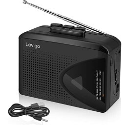 [マラソン期間中ポイント5倍]Levigo カセットプレーヤー カセットテープ ポータブル ラジオ AM/FMラジオ テープ再生 軽量 コンパクト USBケーブル付き ブラック