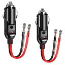 車の交換用 12V / 24Vリード付きシガー電源プラグ シガーソケット延長ケーブル 配線用シングルヘッド端子が付属 絶縁性よく 16AWG 純銅線コア LED...