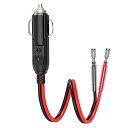 車の交換用 12V / 24Vリード付きシガー電源プラグ シガーソケット延長ケーブル 配線用シングルヘッド端子が付属 絶縁性よく 16AWG 純銅線コア LED...