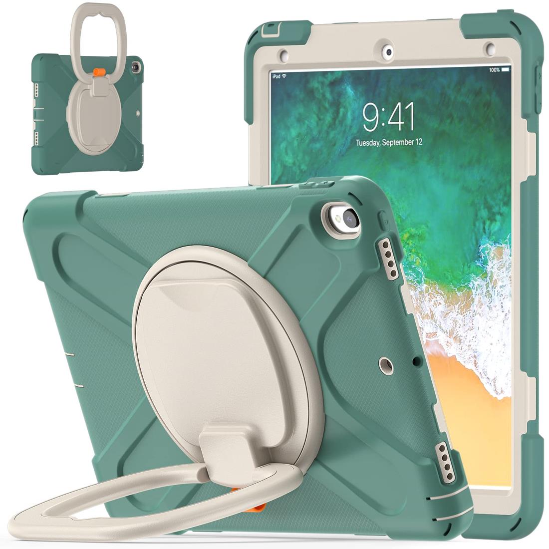 iPad6 iPad5 iPad Air2 ケース 360°回転持ち手 耐衝撃 ペンシル収納 頑丈 キッズ かわいい 子供 子ども 持ち手付き 肩掛け 斜め掛け...