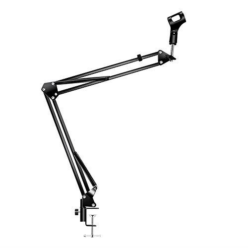 卓上マイクスタンド 伸縮 デスクアーム ホルダー 折り畳み マイクアーム 角度や高さ調節可能 マイクホルダー クランプ 音声入力 ブラック日本語説明書付