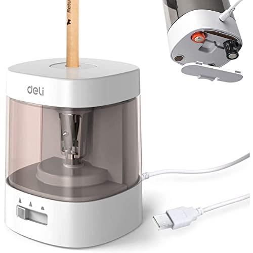 電動鉛筆削り 電動シャープナー 入学準備 6-8mm鉛筆 乾電池/USB電源供給 デッサン鉛筆 小学生 色鉛筆 デッサン 美術 (ホワイト)