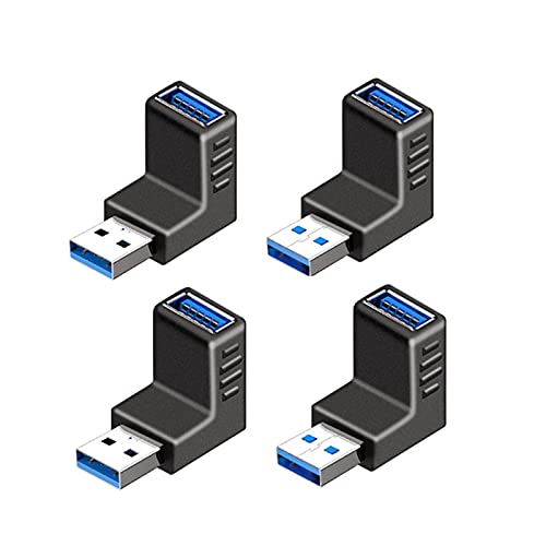 [マラソン期間中ポイント5倍]YFFSFDC USB コネクタ 直角 アダプタ 上向き/下向き USB 3.0 アダプタ 90度 L型 Type A (タイプa オス?タイプa メス) 方向 変換 延長 コネクタ 4個セット