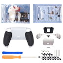 eXtremeRate ps5コントローラーBDM-010&BDM-020に対応用プログラムできる背面パドル金属バージョンライズリマップキット、ps5コントローラーに対応用アップグレードボードとラバー付き再設計された白いバックケース&シルバー背面ボタンアタッチメント‐ps5本体ではない【ブ