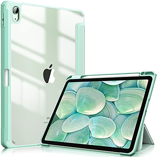 Fintie iPad Air 5 ケース 2022 / iPad Air 4 ケース 2020 10.9 インチ 透明バックカバー Apple Pencil 収納可能 Apple Pencil 2 ワイヤレス充電対応 三つ折スタンド スリープ機能 軽量 薄型 傷つけ防止 PU合成レザー TPU (モデル番号A2072、A2316、A2324、A2325、A2588、A25