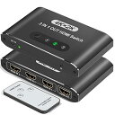 HDMI 切替器 3入力1出力 HDMI セレクター HDMI分配器 【4K×2K/1080P 3D視覚効果】10Mリモコン長距離 安定輸送 アルミ合金製本体 耐久性がいい Chromecast Stick/Fire TV/Xbox One ゲーム機/レコーダー パソコン PS4 PS5 Xbox 3D 液晶テレビ TV モニターなどの対応 USBケーブ(2)