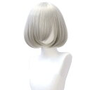 さらさら フルウィッグ ボブ 35cm 前髪斜め ロリータウイッグ カラーセレクト 23種類 ショート コスプレ オリジナルセット (シルバー)