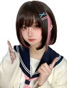 ウィッグ ボブ ショート フルウィッグ かつら レディーズ ストレート 自然 耐熱 小顔効果 wig 女 装 原宿 日常 ネット/櫛付き (ブラックピンク)