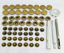 ミライヤ レザークラフト バネ ホック打ち具セット 15mm 15組セット スナップ ボタン 穴あけポンチ 打ち具 打ち台 ハトメ抜き 手芸 ハンドメイド 革DIY (合計15組+4点打ち具)