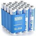 単4電池 充電式 ニ ッケル水素 単四電池 高容量1100mAh 約1200回使用可能 16本入り 単四充電池 低自己放電 液漏れ防止 充電池 単4 単4形充電...