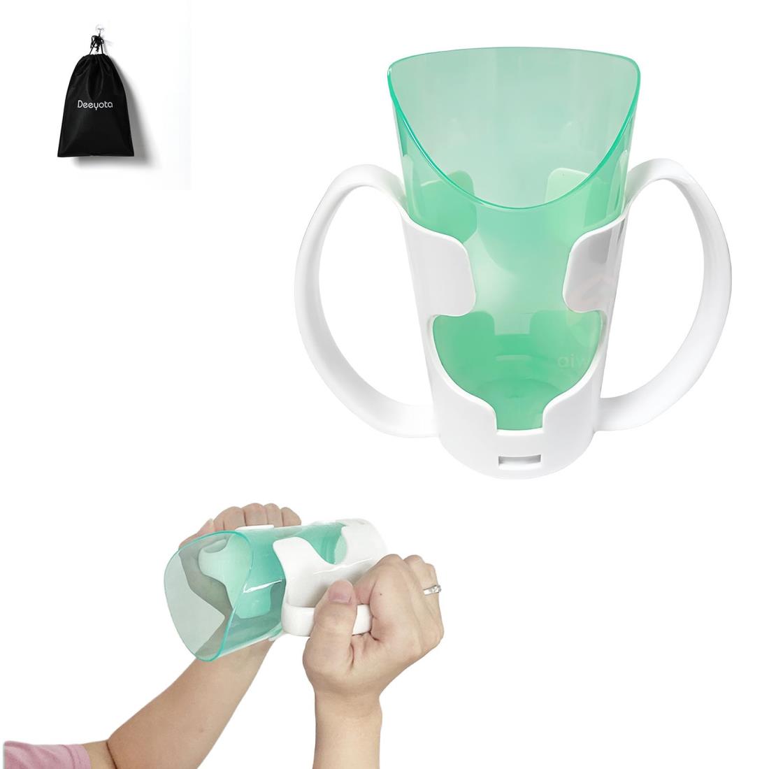 DEEYOTA ストローカップ 介護 大人用こぼれ防止カップ 介護用品 介護コップ ハンドル付き 飲みやすい ..