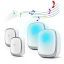 ワイヤレスチャイム 玄関チャイム 電池不要 自動発電 音と光で呼び出しチャイムセット 7色led提示4段階音量調節38曲選択 防水防塵 介護呼び鈴 飲食店 玄関...