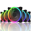 120mm RGB PCケースファン 中心部分が黒でLEDリングで周り...(2)