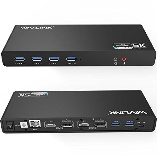 WAVLINK USB3.0 ユニバーサル ウルトラ5K ドッキングステーション デュアル4Kドッキングステーション universalドッキングステーション - タイプ-c,タイプaと互換(usb-cとusb-a両方が含まれます)