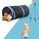 猫トンネル,Andiker 2穴付き猫トンネル折りたたみ可能水洗いキャットトンネル長いトンネル猫遊びペットおもちゃ (ブラック)