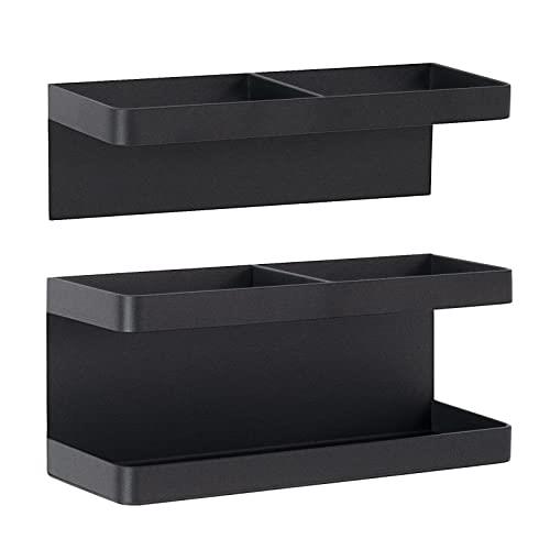 マグネット傘立て ブラック スリム おしゃれ 水受けトレイ付き 多機能傘収納 玄関ドア壁掛け コンパクト 傘立て 玄関扉収納 ( ブラック)