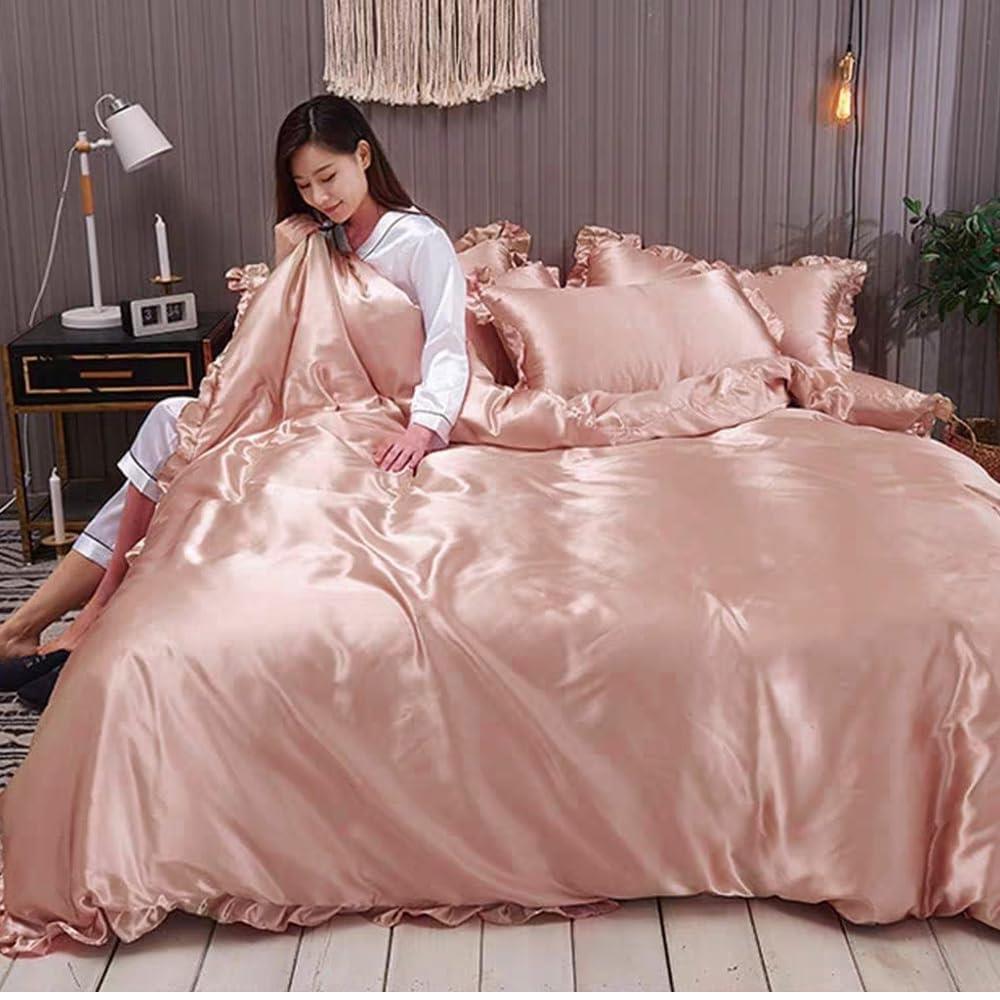 布団カバー セット 涼感 おしゃれ ツルツル ボックスシーツ 冷感 夏用 シルクみたい サテン ツヤ 光沢 ..