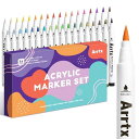 Arrtx アクリルペイントペン 36色 アクリルマーカー ロックペインティング用 柔軟なブラシチップ ペイントマーカー アート用品 ファブリックペイント ファ...