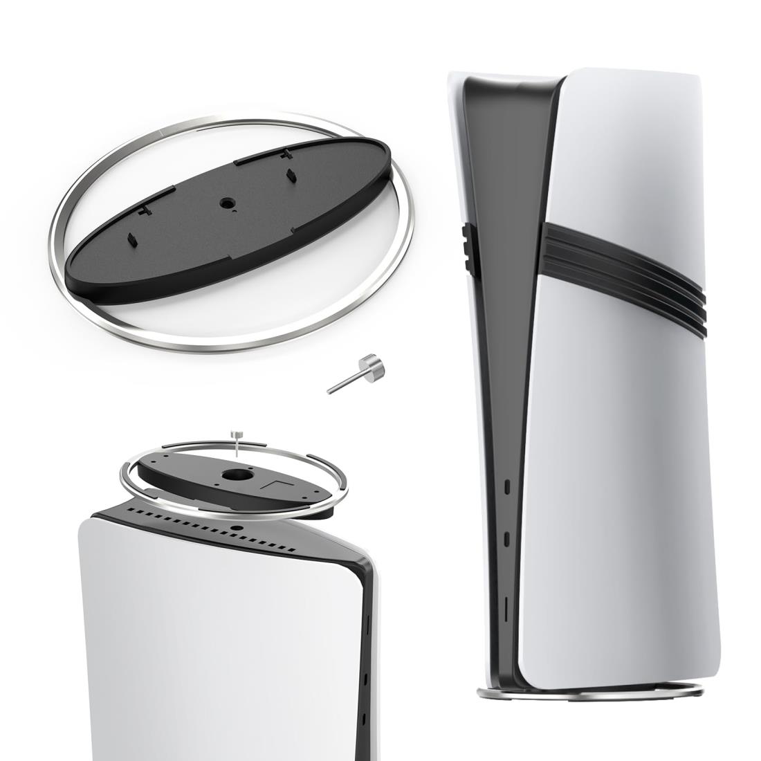 新型PS5 Slim/PS5 PRO/ PS5 用 スタンド，For PlayStation 5 専用，転倒防止 地震対策 傷付き防止 放熱改善ps5 縦置きスタンドps5 pro スタンド ps5 slim スタン，ps5 周辺機器 （デジタル/ディスク版対応）（シルバー）