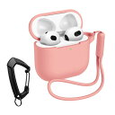 MILPROX AirPods 4用ケース シリコン ソフト 全面保護 耐衝撃 指紋防止 防震 防塵 落下/紛失防止 開閉式防塵カバー ワイヤレス充電対応 可視LEDライト カナビラ&シリコン製ストラップ付き エアーポッズ4(2024年発売 第4世代)ピンク