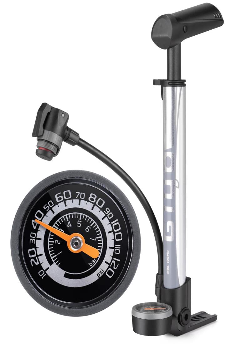 GIYO 自転車 空気入れ 携帯ポンプ 仏式/英式/米式バルブ対応 大型ゲージ付き 120psi 携帯用 軽量 ミニフロアポンプ ロードバイク/クロスバイク/マ...