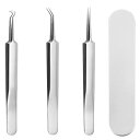 精密ピンセット にきび入れ アングルボルト ステンレスピンセット 極細ピンセット 美容ツール 毛抜き にきびを取る 黒ずみを取る 毛穴ケア ステンレス鋼 鋭い ...