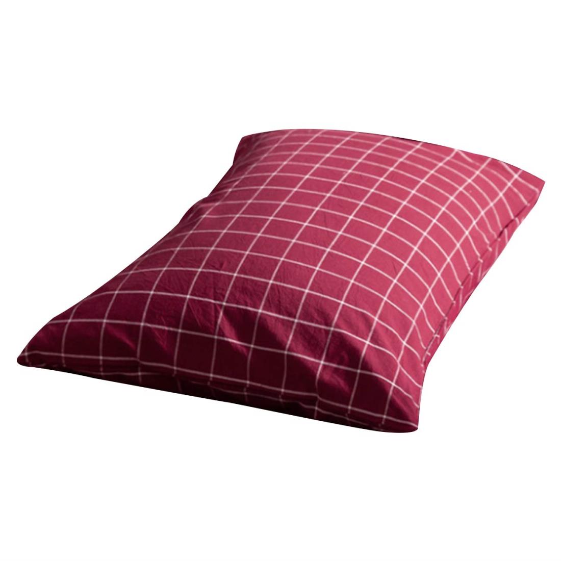 枕カバー 75×50cm(70x50cmも可）無地 チェック柄 ピローケース 8色 (ダークレッド)